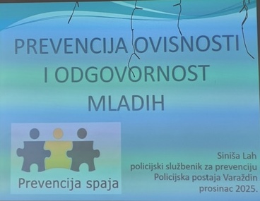 PREDAVANJE ZA UČENIKE 7. RAZREDA U SKLOPU MJESECA BORBE PROTIV OVISNOSTI